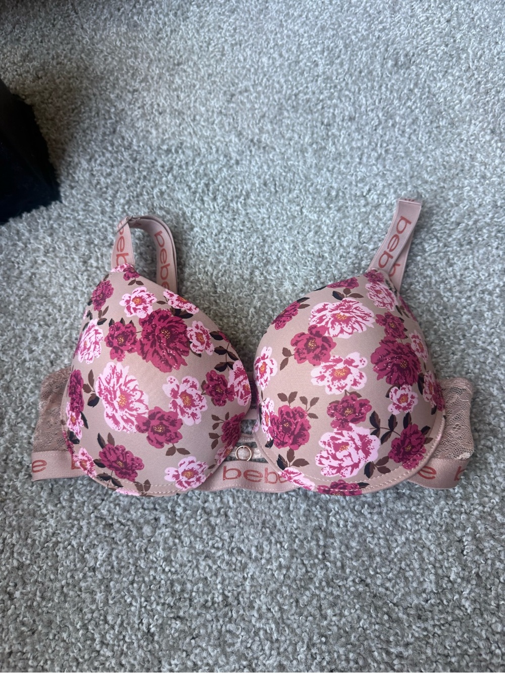 Bebe Floral Padded Pink Bra